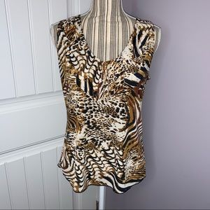 Brittany Black Animal Print Sleeveless Blouse